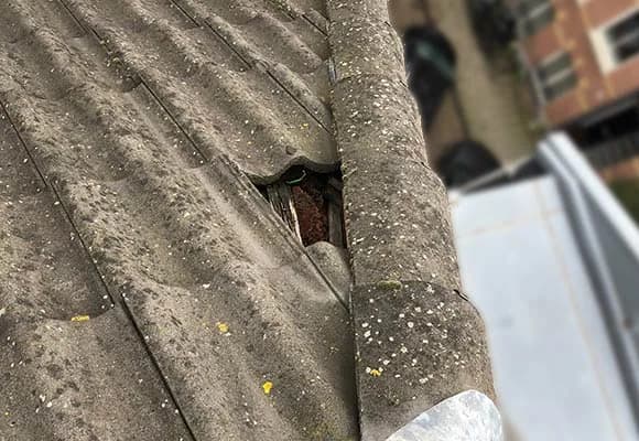 Vakkundig dakdekker doet onderzoek naar de bron van een daklekkage